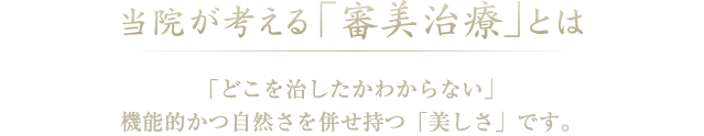 当院が考える「審美治療」とは 「どこを治したかわからない」機能的かつ自然さを併せ持つ「美しさ」です。